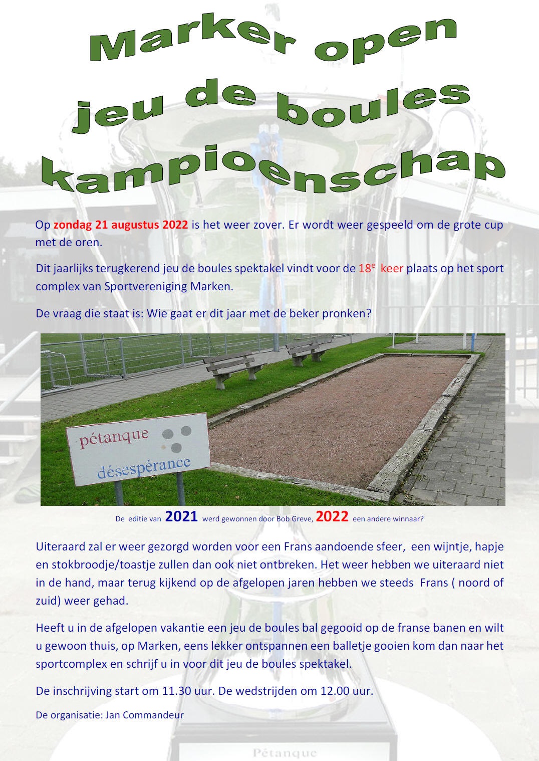 Marker Open Jeu de Boules kampioenschap 2022