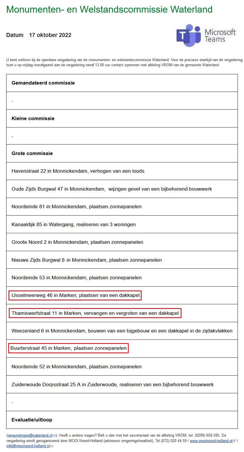 Vergadering monumenten en welstandscommissie