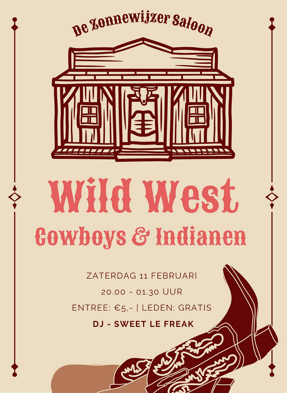 Zaterdag 11 februari 'Cowboys &amp; Indianen' in de Zonnewijzer