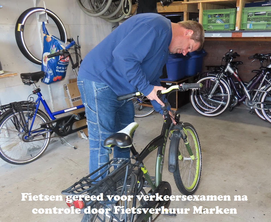 Fietsen gereed voor verkeersexamen na controle door Fietsverhuur Marke