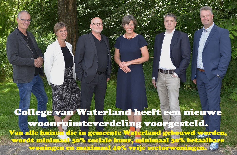 Nieuwe woonruimteverdeling in Waterland 30% sociaal, 30% betaalbaar en 40% vrije sector