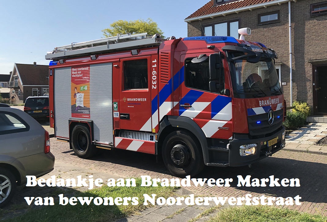 Bedankje aan Brandweer Marken van bewoners Noorderwerfstraat