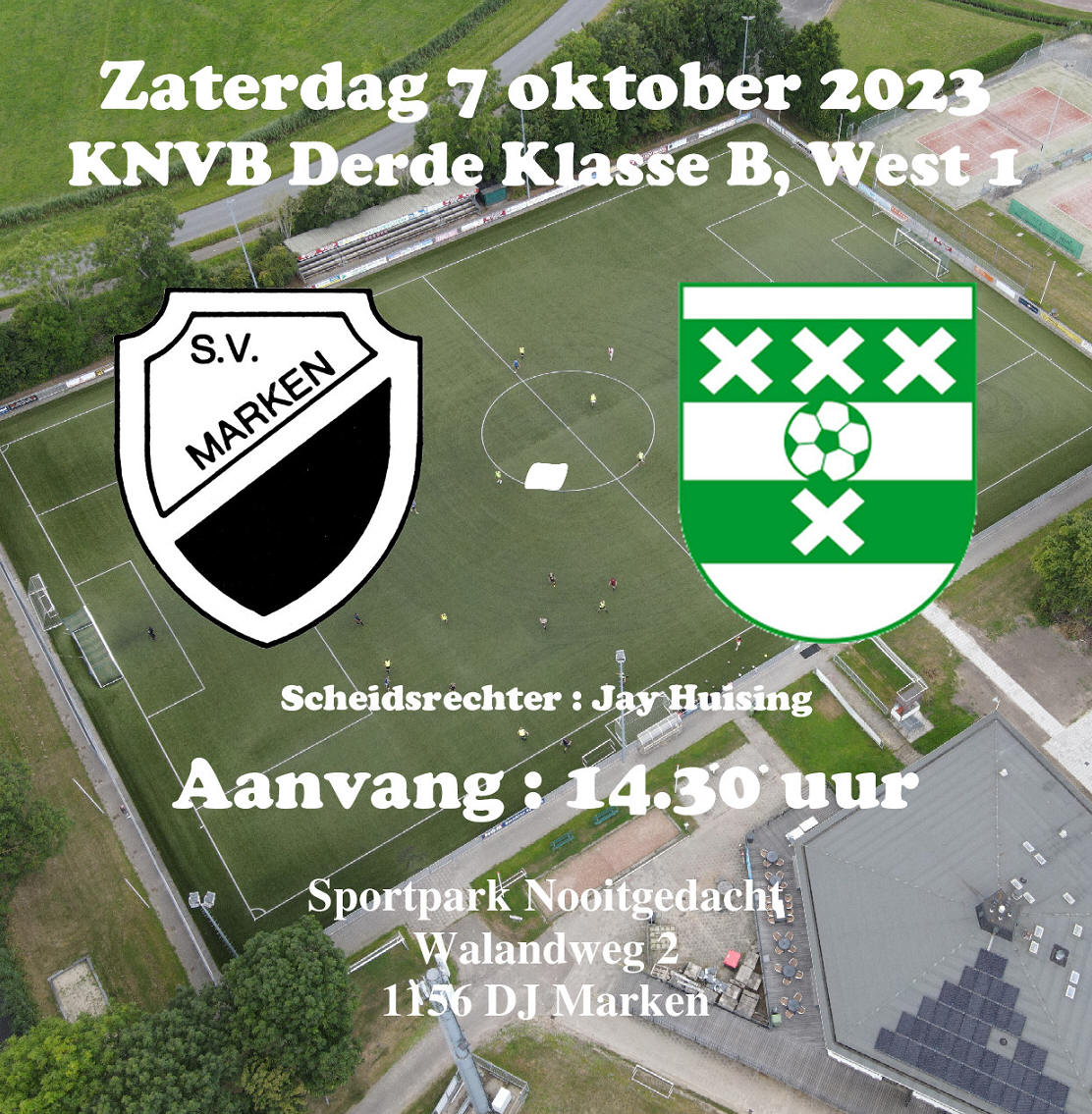 Zaterdag 7 oktober : Competitiewedstrijd S.V. Marken - Amstelveen/Heemraad