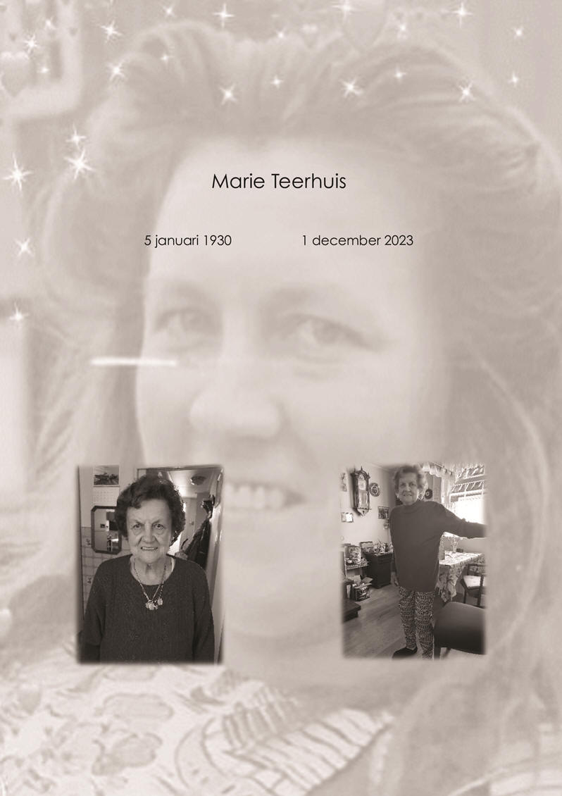 Bericht van overlijden: Marie Teerhuis Cd.