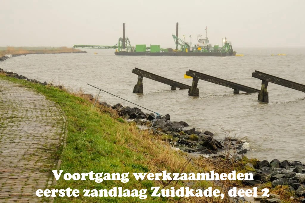 Voortgang werkzaamheden eerste zandlaag Zuidkade, deel 2