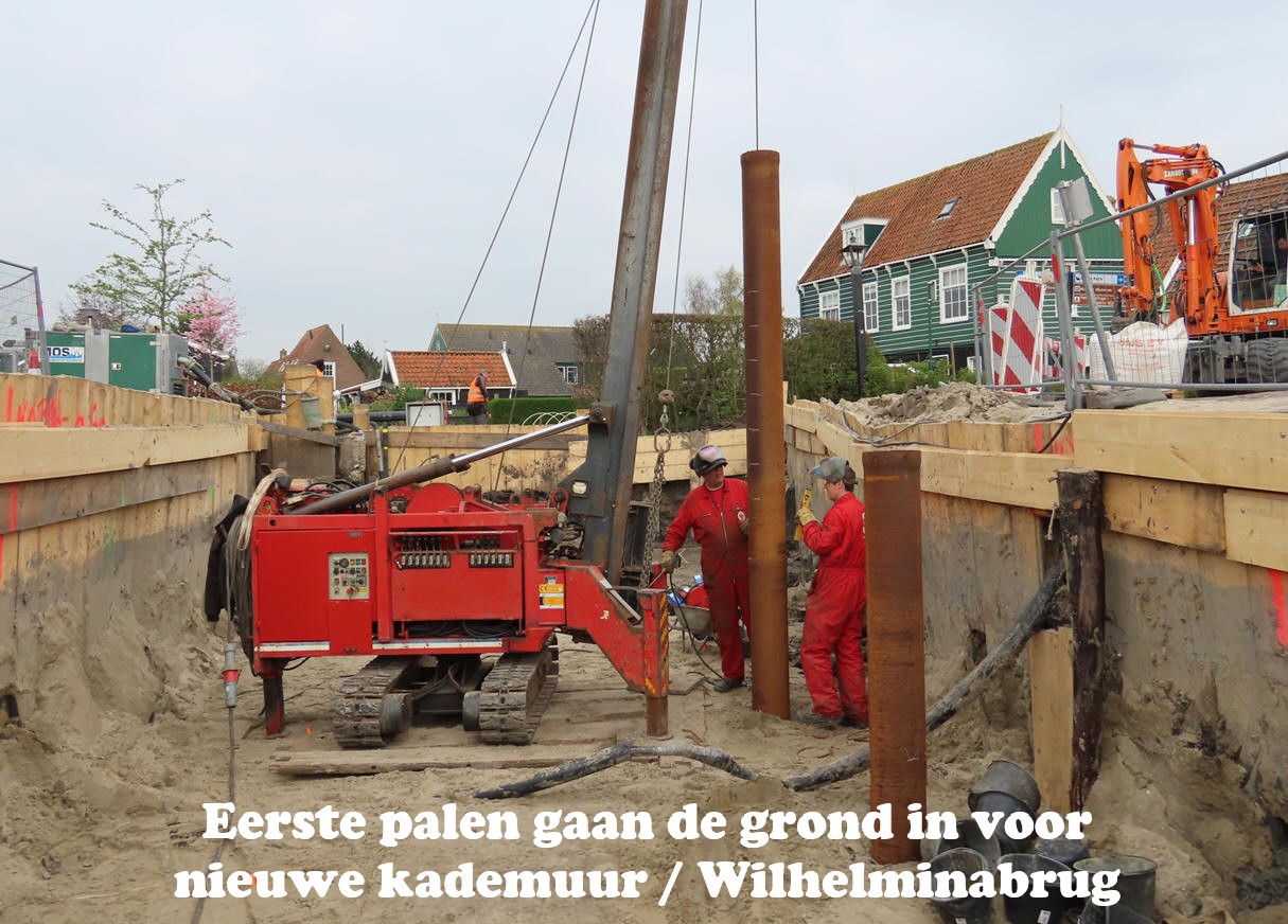 Eerste palen gaan de grond in voor nieuwe kademuur / Wilhelminabrug