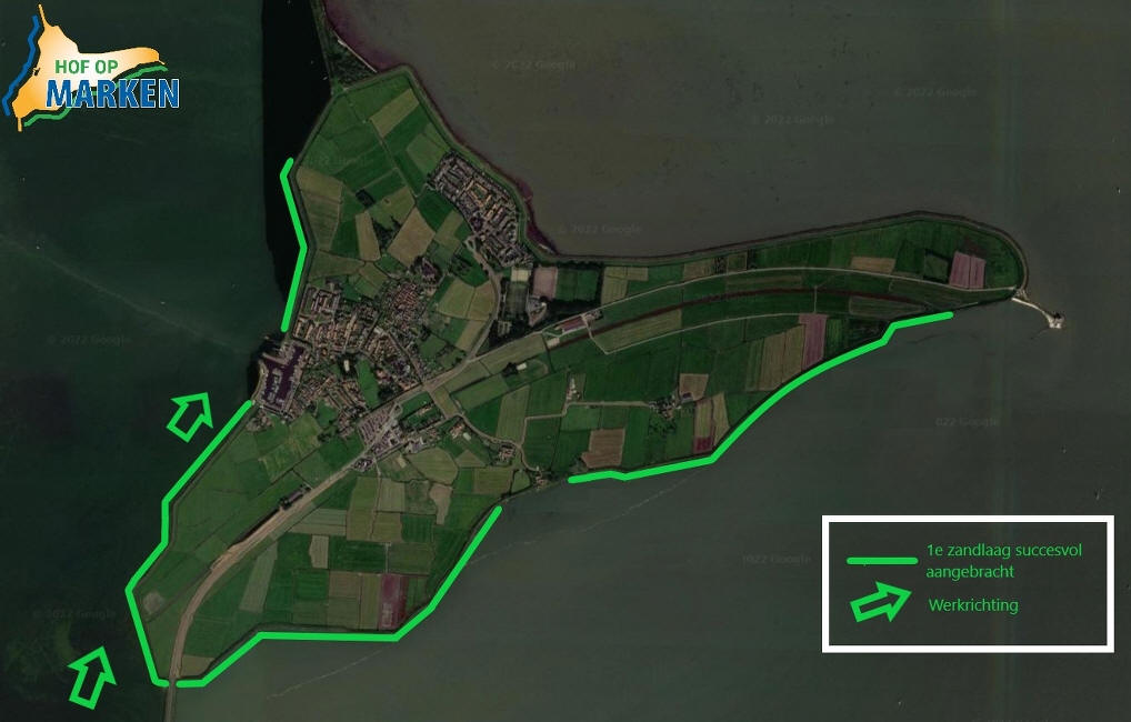 Bukdijk in zicht bij aanbrengen eerste zandlaag