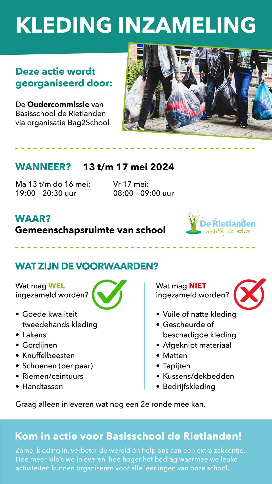 Kledingactie voor Basisschool de Rietlanden op Marken