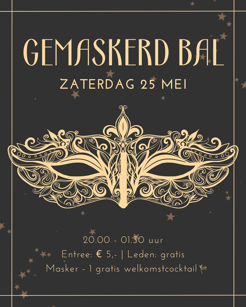 Zaterdag 25 mei: 'Gemaskerd Bal' in de Zonnewijzer