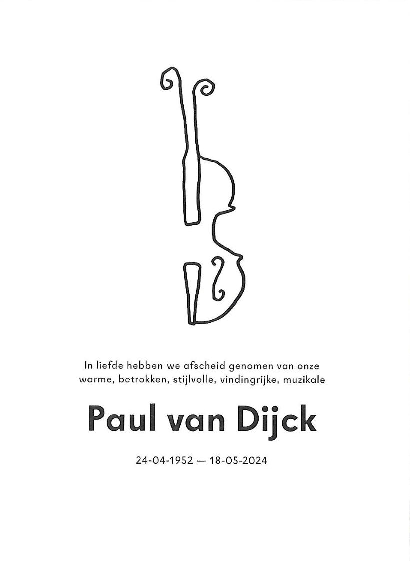 Bericht van overlijden: Paul van Dijck