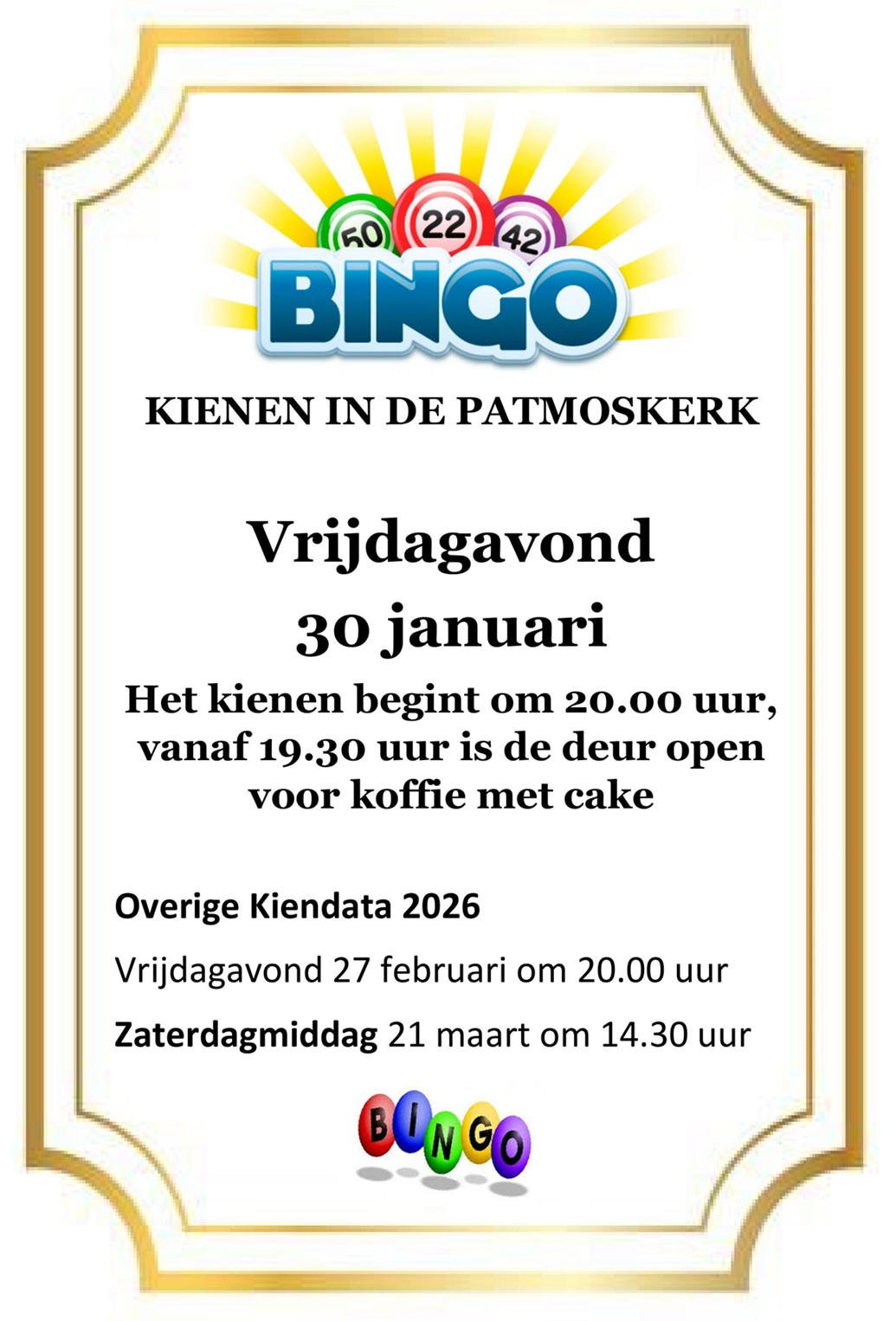 Bingo in de Patmoskerk